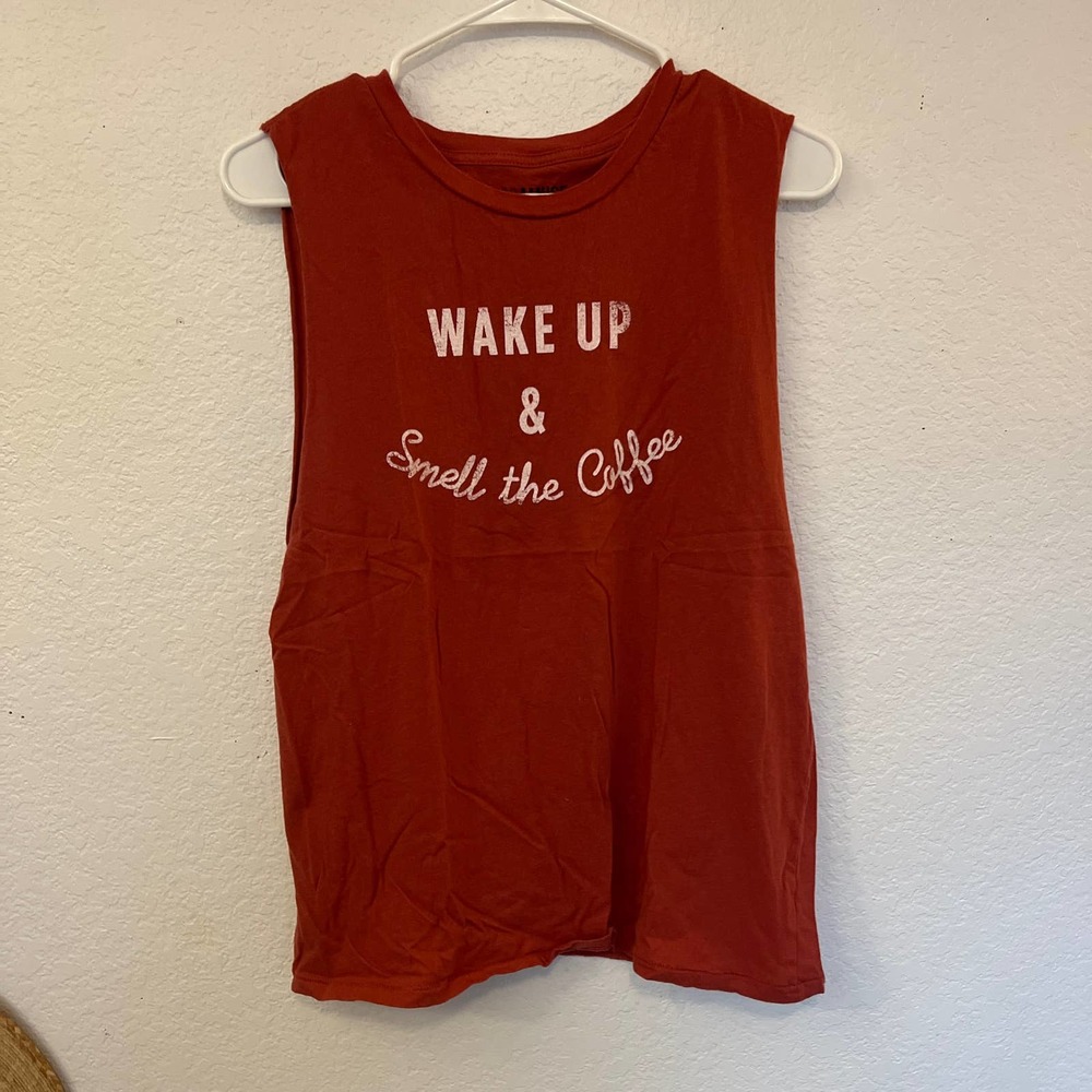 Amuse Society Wake Up and Smell The Coffee Graphic Muscle Tank